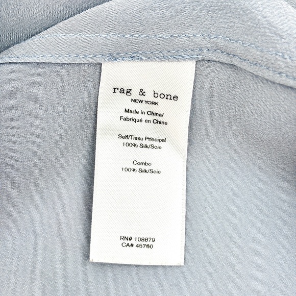 Rag & Bone Victor 100% Silk Draped Wrap Front Long Sleeve Blue Blouse Size M - Picture 9 of 13